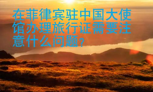在菲律宾驻中国大使馆办理旅行证需要注意什么问题