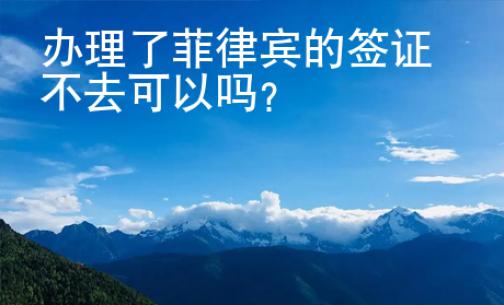 辦理了菲律賓的簽證不去可以嗎？