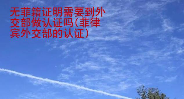 無(wú)菲籍證明<strong>需要</strong>到外交部做認(rèn)證嗎(菲律賓外交部的認(rèn)證)