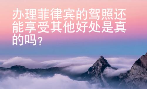 辦理菲律賓的駕照還能享受其他好處是真的嗎？