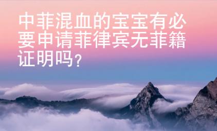 中菲混血的宝宝有必要申请菲律宾无菲籍证明吗